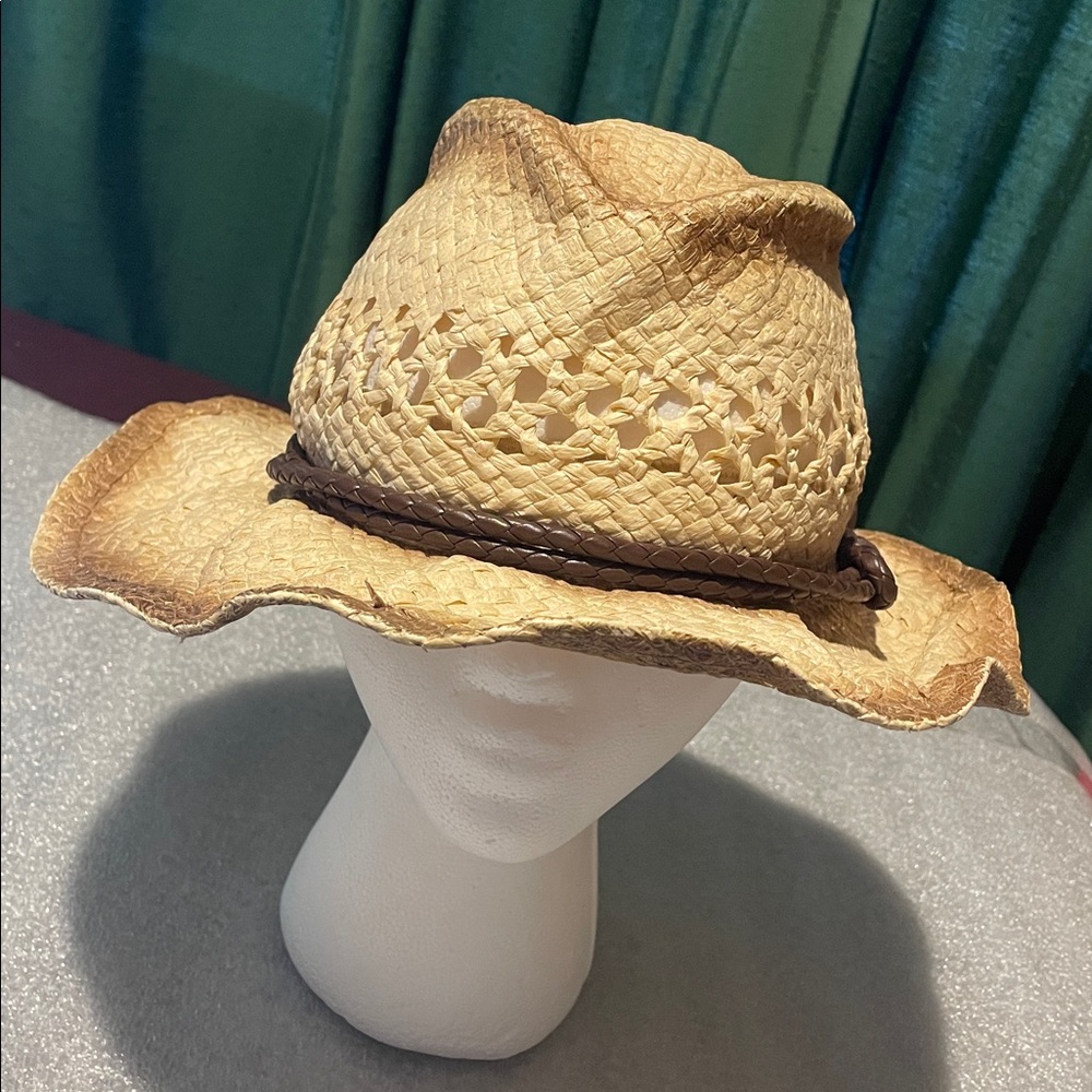 O'rageous Western Flexible Straw Hat Distressed Boho Festival Cowgirl Rodeo O/S